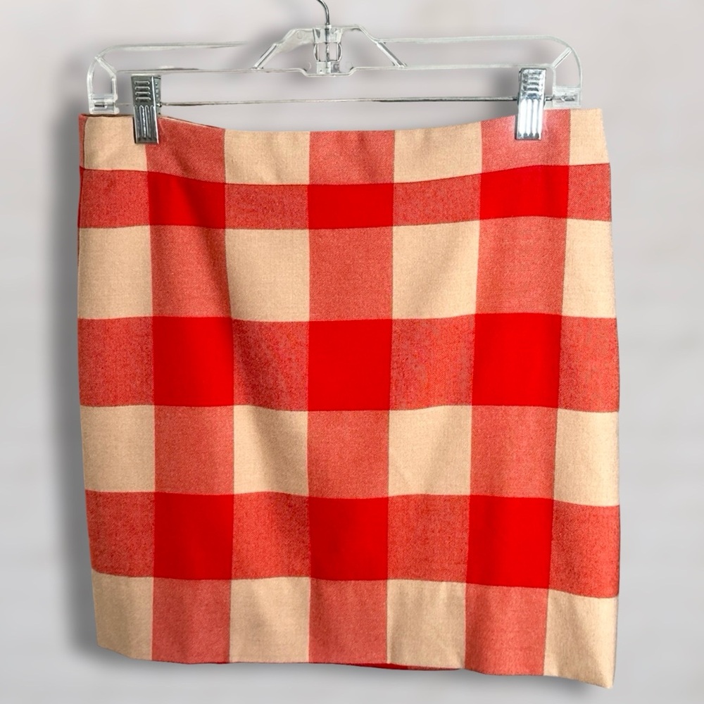 J. Crew Red and Cream Mini Pencil Skirt